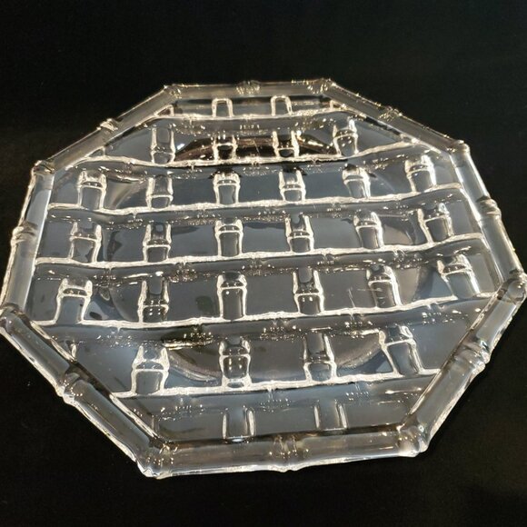 COPY - RARE Tiffany & Co Crystal Bamboo Weave Sandwich Plate Octagonal 12" - Picture 1 of 8